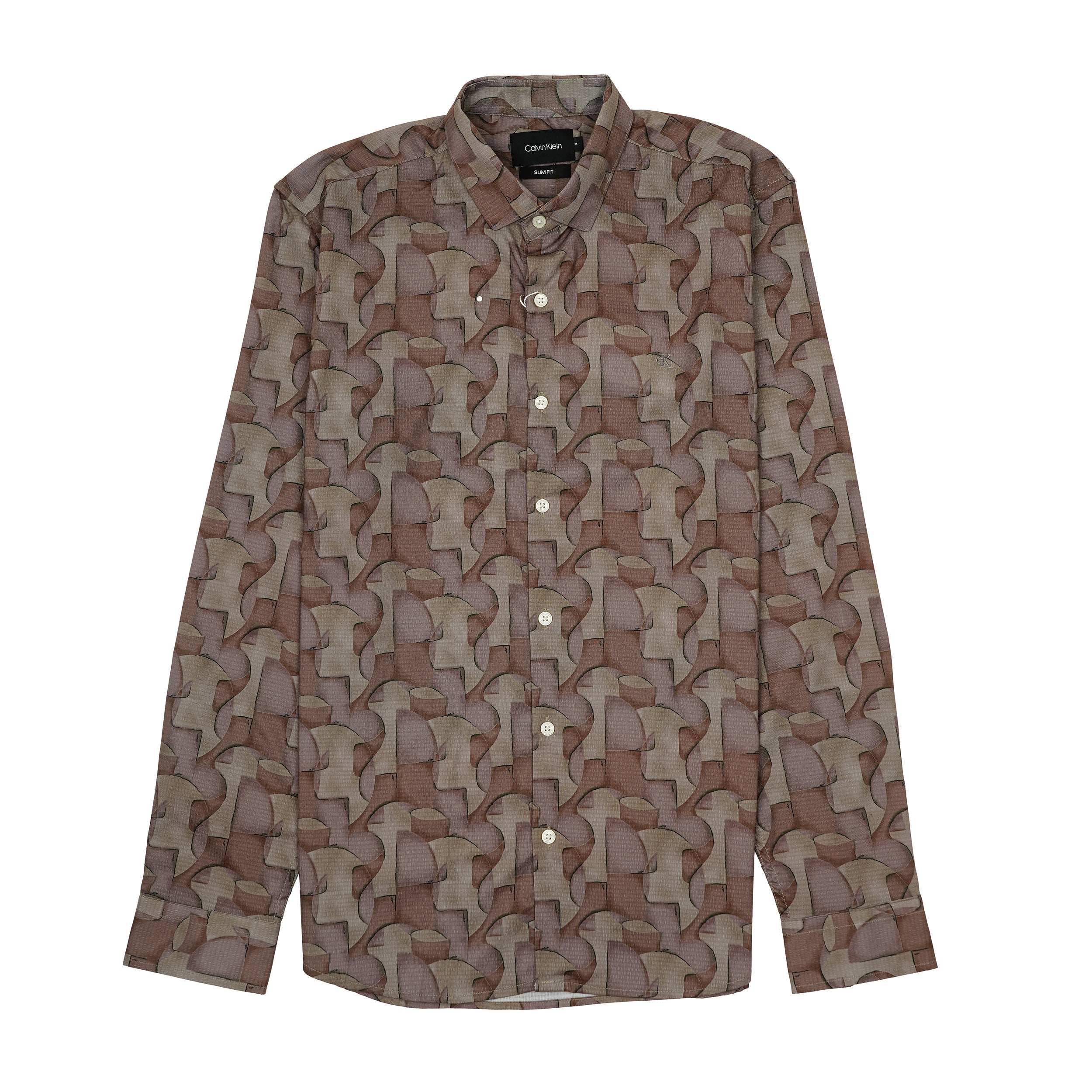 CALVIN KLEIN Prismatic Pearl Modern Fit Long Sleeve Button-Up Shirt