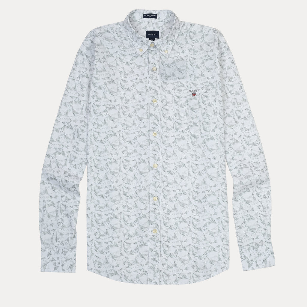 GANT Whispering Silver Slim Fit Long Sleeve Button-Down Shirt
