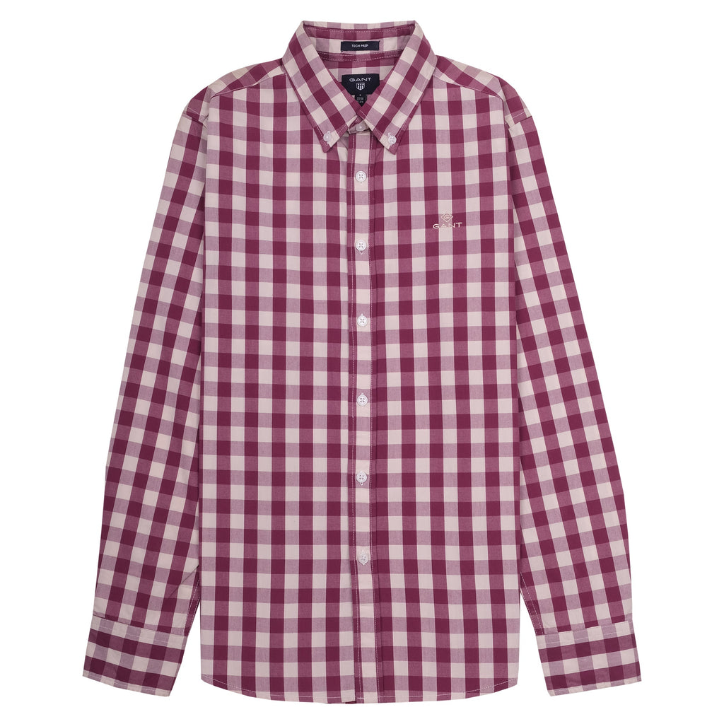 GANT Crimson Plaid Slim Fit Tech Prep Button-Up Shirt