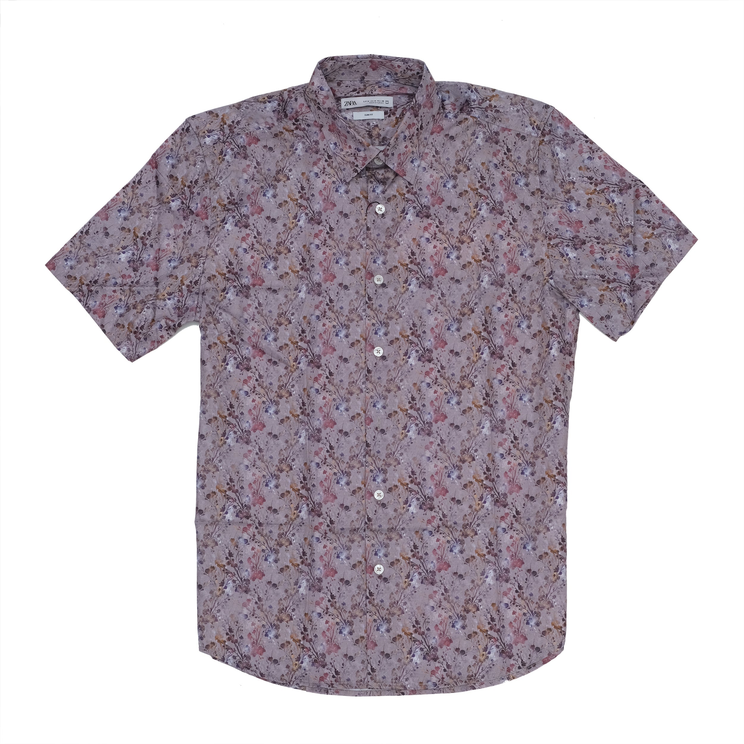 ZARA Blush Petal Slim Fit Short Sleeve Casual Shirt