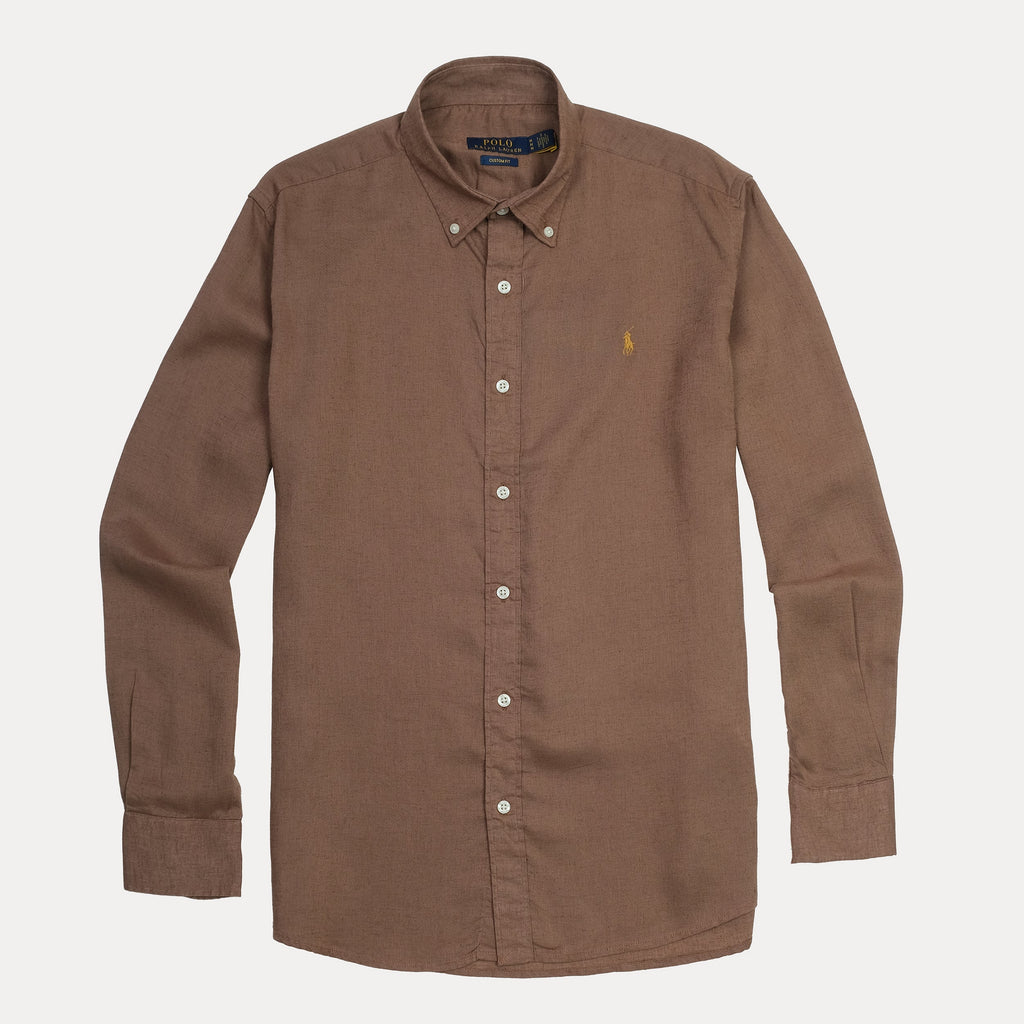 POLO RALPH LAUREN Rustic Ember Tailored Fit Long Sleeve Linen Button-Up Shirt