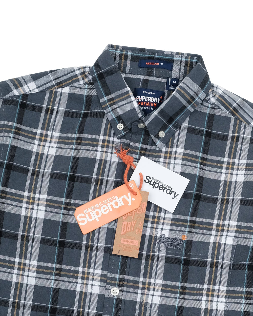 SUPERDRY Midnight Slate Slim Fit Long Sleeve Check Shirt