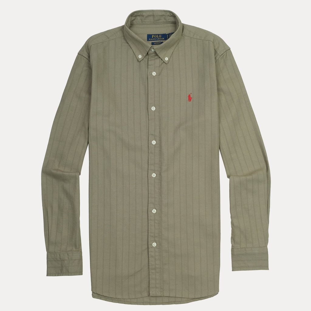 POLO RALPH LAUREN Enchanted Olive Custom Fit Long Sleeve Button-Up Shirt