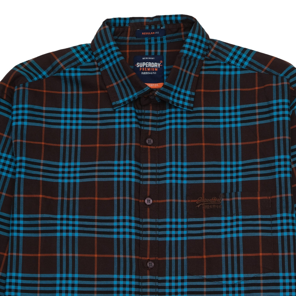 SUPERDRY Rustic Cedar and Azure Check Slim Fit Long Sleeve Shirt