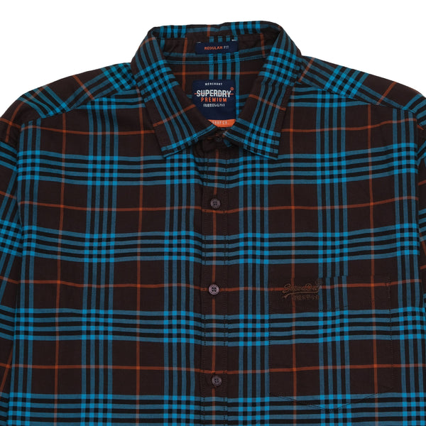 SUPERDRY Rustic Cedar and Azure Check Slim Fit Long Sleeve Shirt