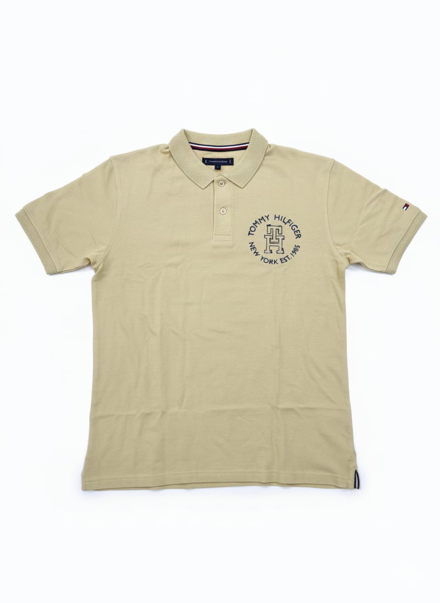 Tommy Hilfiger Classic Logo Polo Shirt in Beige