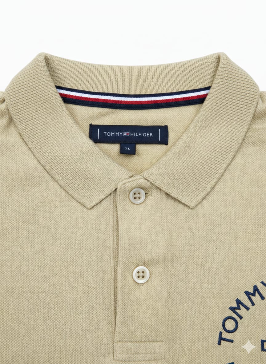 Tommy Hilfiger Classic Logo Polo Shirt in Beige