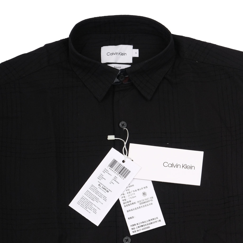 CALVIN KLEIN Midnight Shadow Slim Fit Long Sleeve Button-Up Shirt