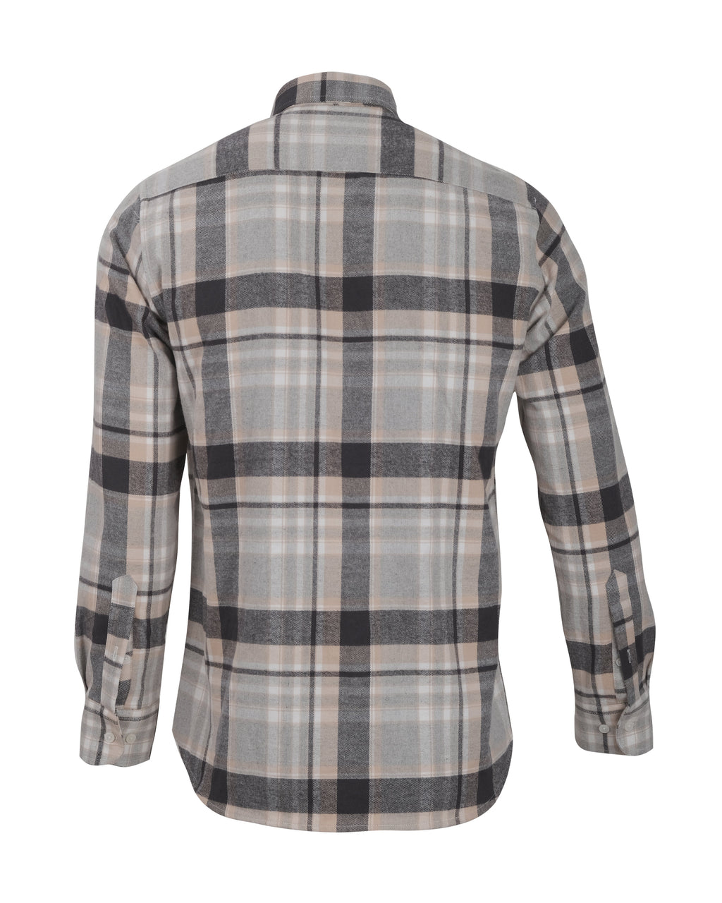HACKETT LONDON Driftwood Beige Heritage Checked Flannel Long Sleeve Shirt