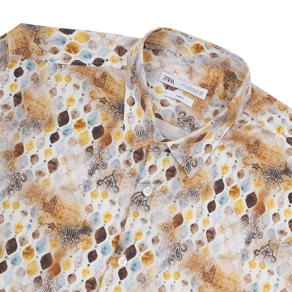 ZARA Golden Harvest Slim Fit Short Sleeve Shirt