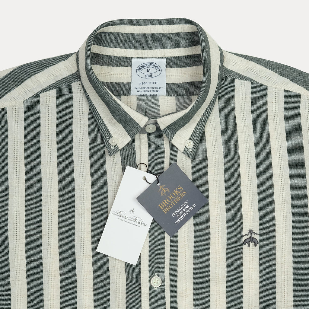BROOKS BROTHERS Whispering Fern Tailored Fit Long Sleeve Linen Shirt