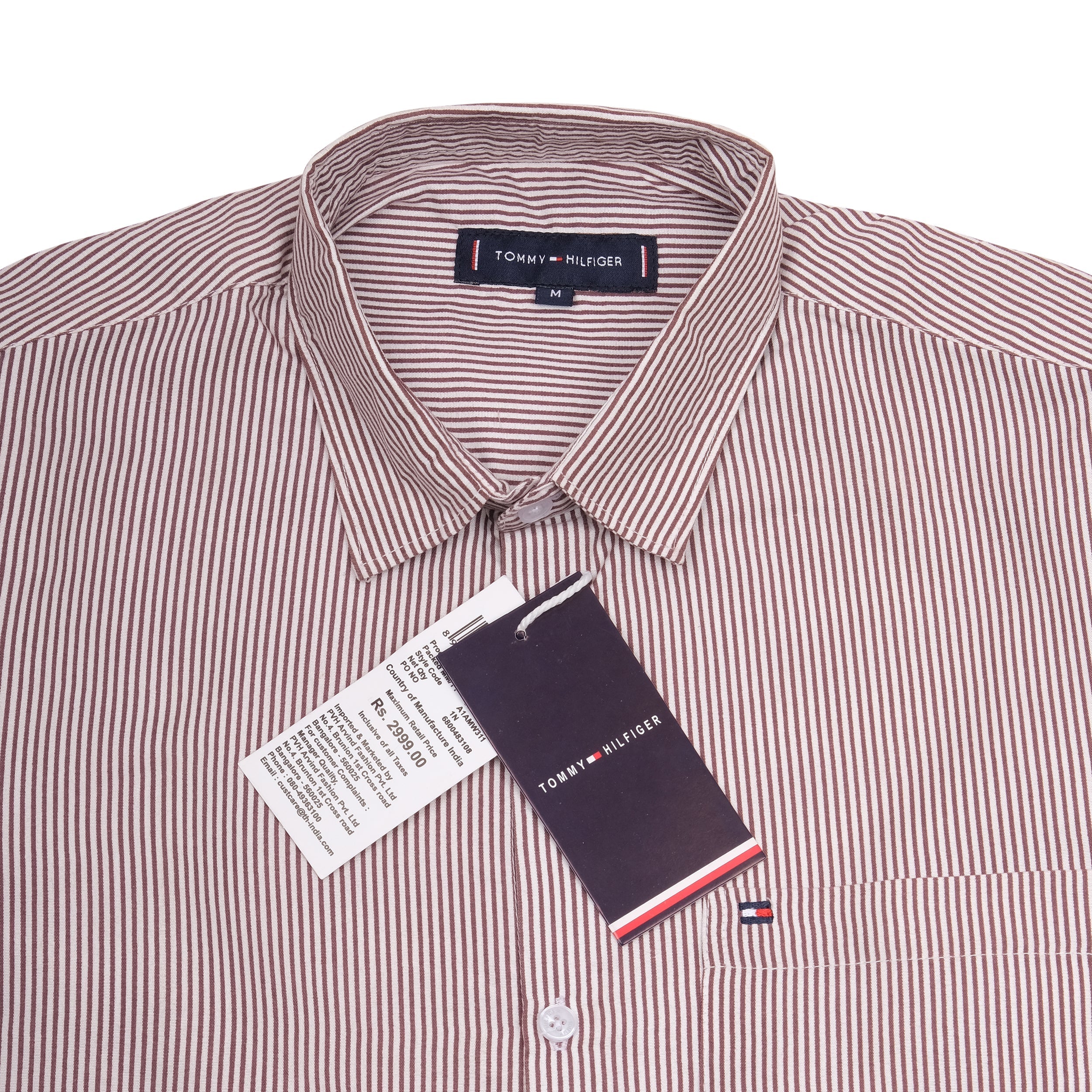 TOMMY HILFIGER Crimson Stripe Classic Fit Long Sleeve Button-Up Shirt
