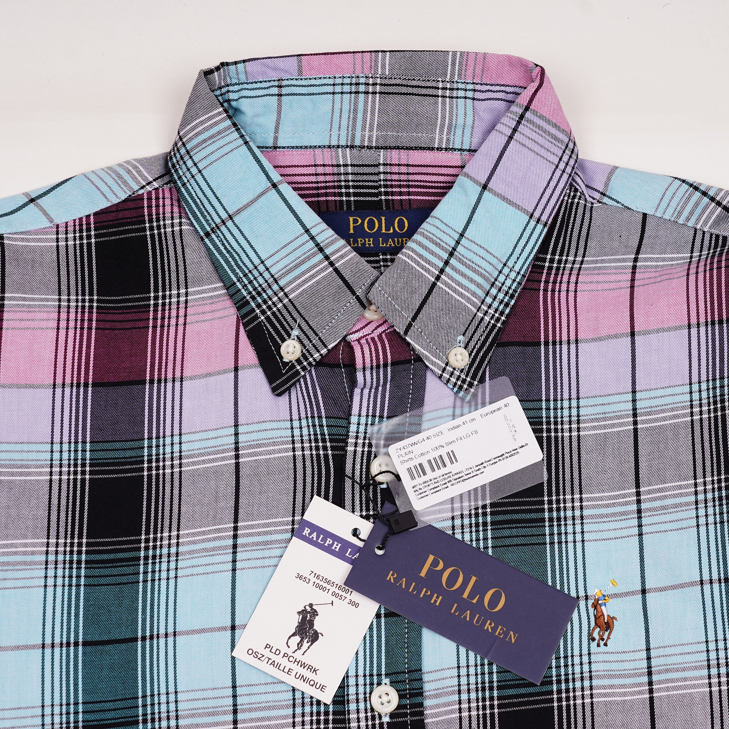 POLO RALPH LAUREN Radiant Indigo Tailored Fit Long Sleeve Gingham Shirt