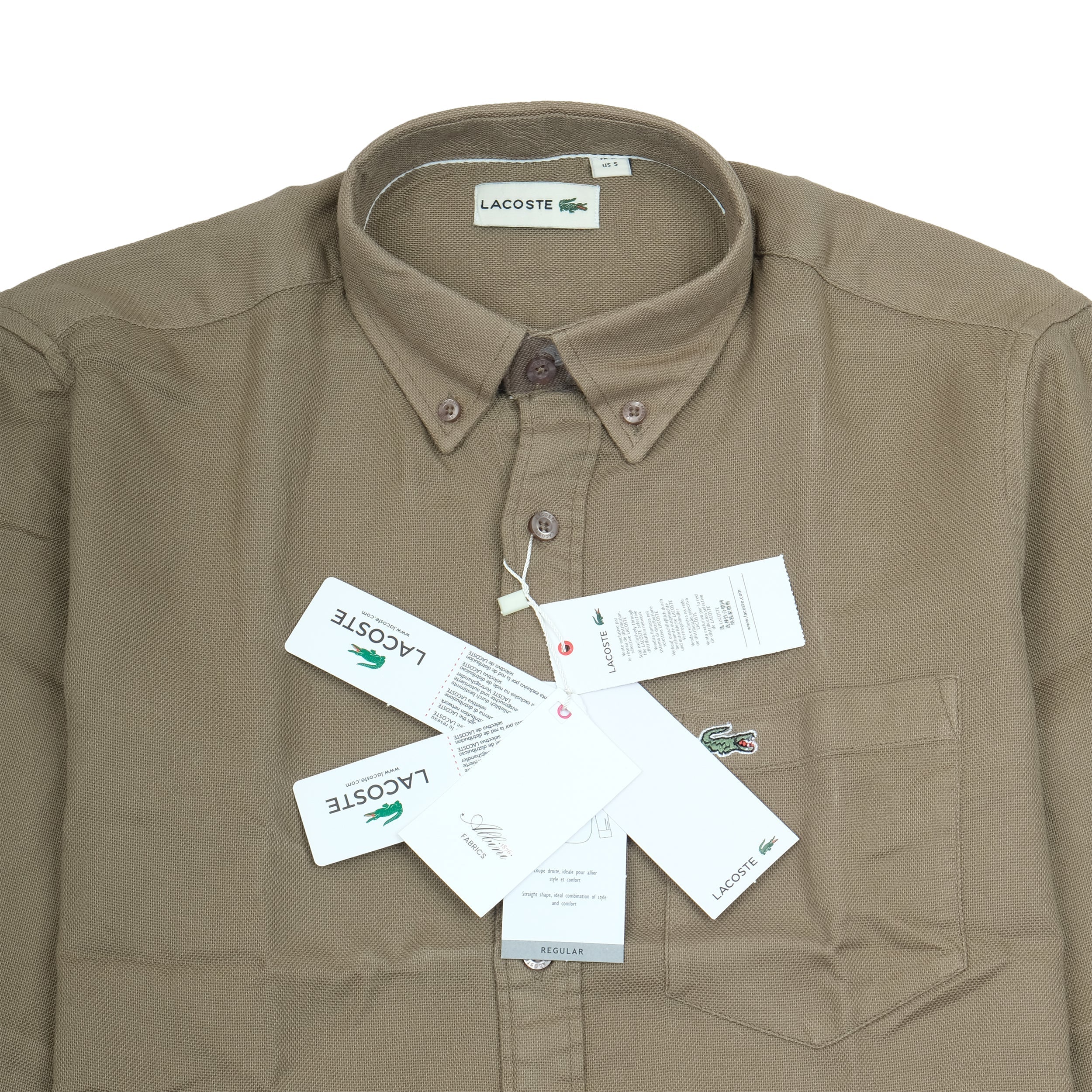LACOSTE Mossy Olive Classic Fit Button-Up Shirt