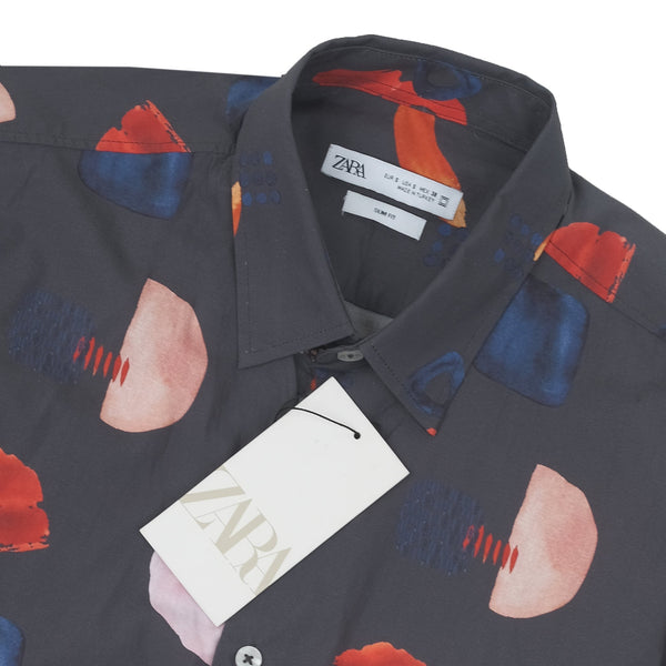 ZARA Charcoal Dreamscape Short Sleeve Casual Shirt