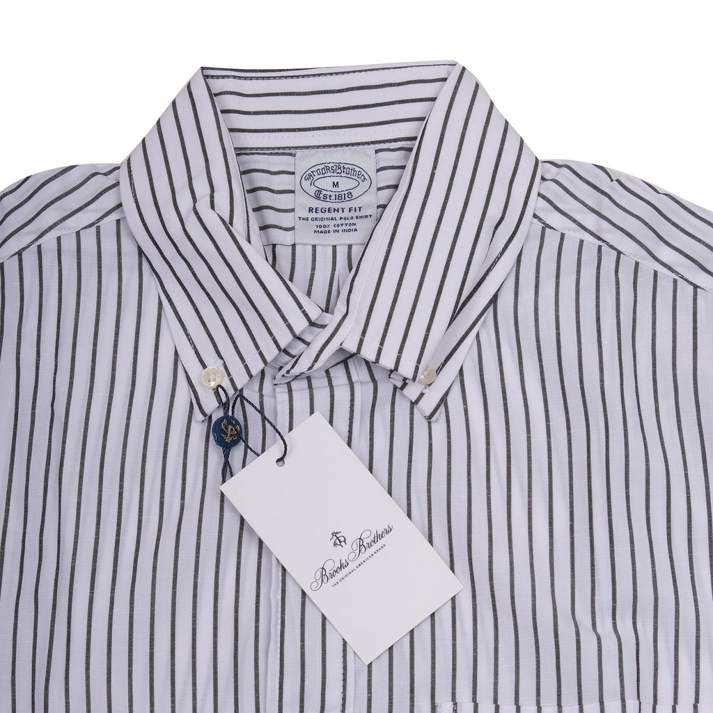 BROOKS BROTHERS Oceanic Sapphire Regal Fit Long Sleeve Striped Dress Shirt with Crest