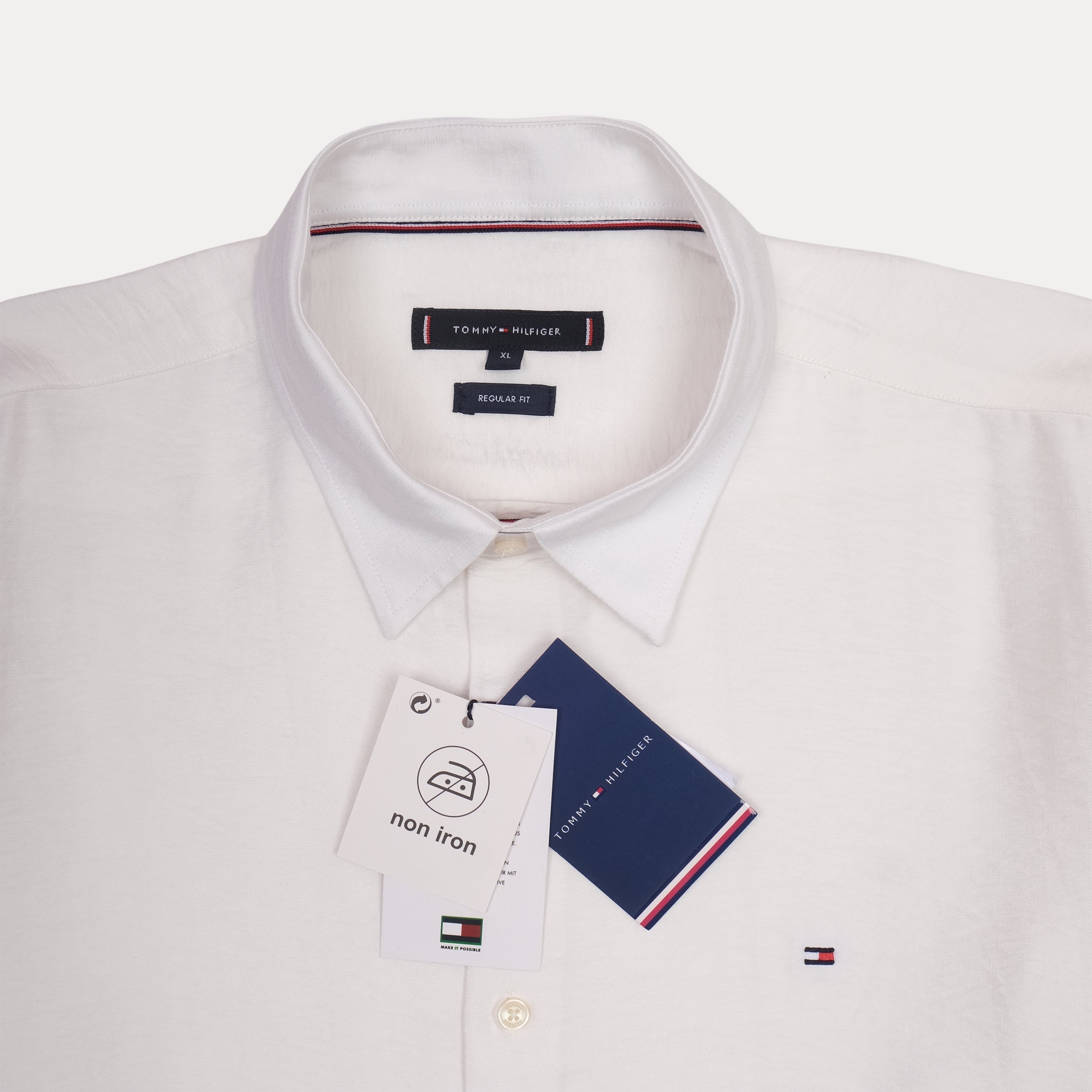 TOMMY HILFIGER Whisper Ivory Tailored Fit Long Sleeve Dress Shirt