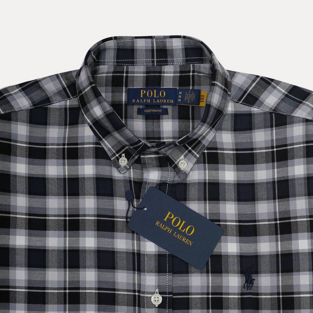 POLO RALPH LAUREN Twilight Charcoal Custom Fit Long Sleeve Plaid Button-Down Shirt