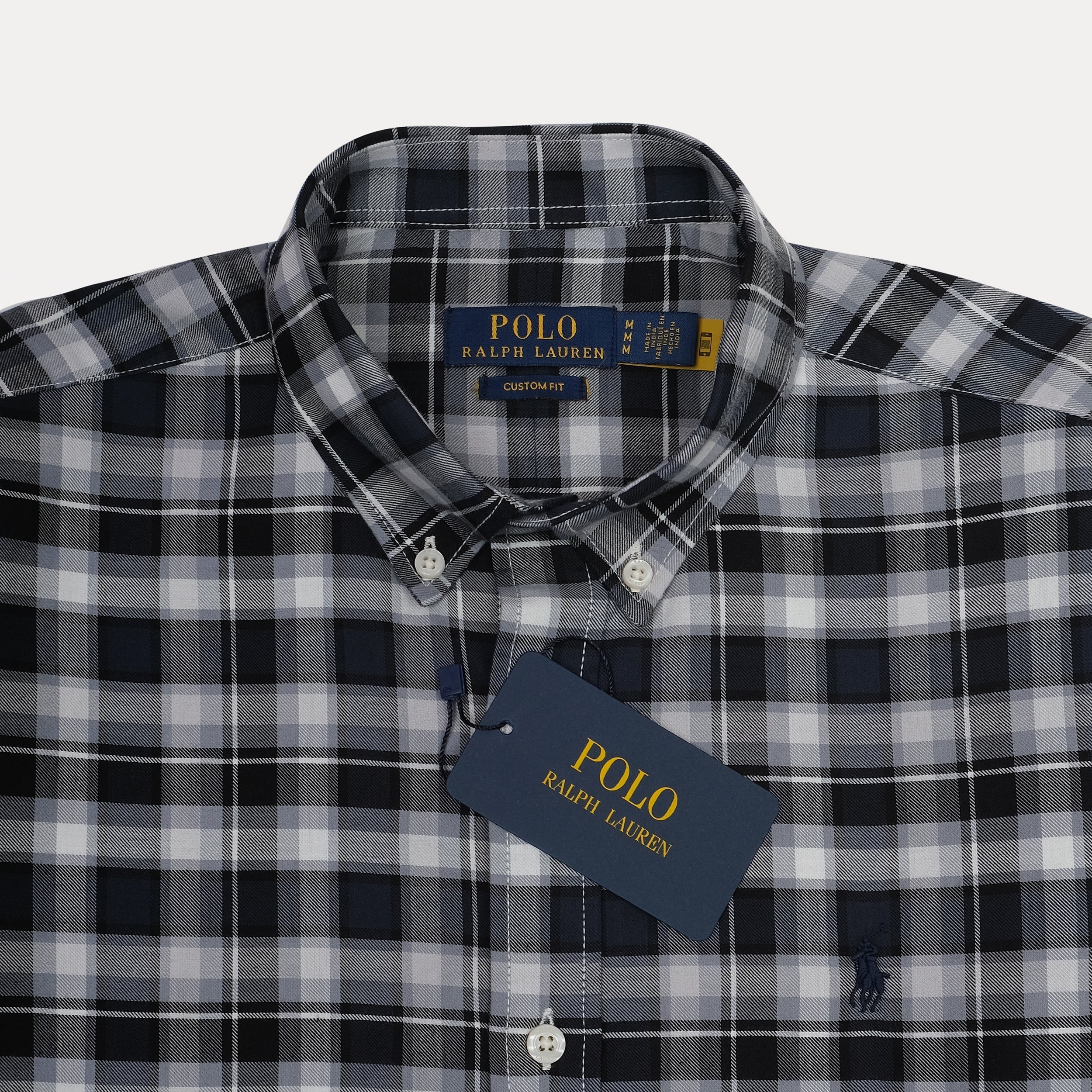 POLO RALPH LAUREN Twilight Charcoal Custom Fit Long Sleeve Plaid Button-Down Shirt