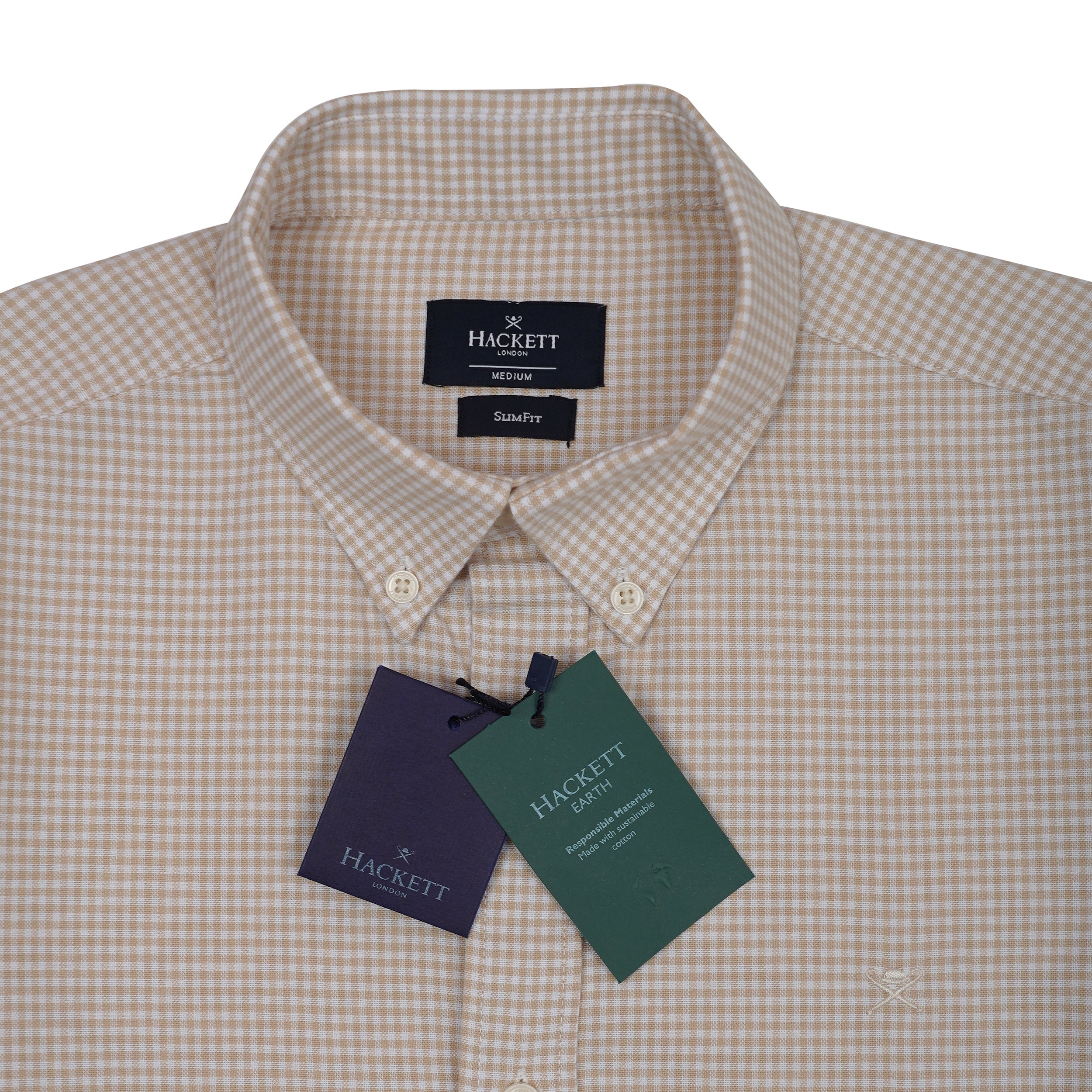 HACKETT Sunbeam Almond Tailored Fit Long Sleeve Gingham Shirt