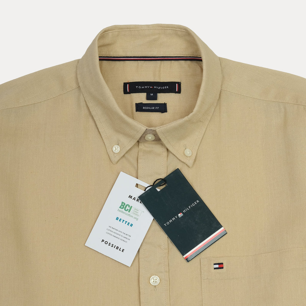TOMMY HILFIGER Dune Beige Effortless Fit Long Sleeve Button-Up Shirt