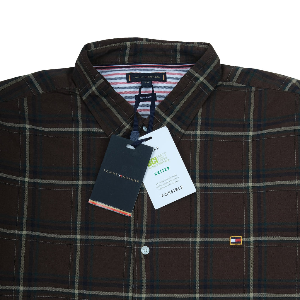 TOMMY HILFIGER Rustic Walnut Classic Fit Check Button-Up Shirt