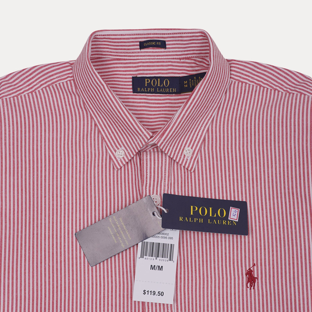 POLO RALPH LAUREN Radiant Crimson Classic Fit Long Sleeve Striped Button-Down Shirt