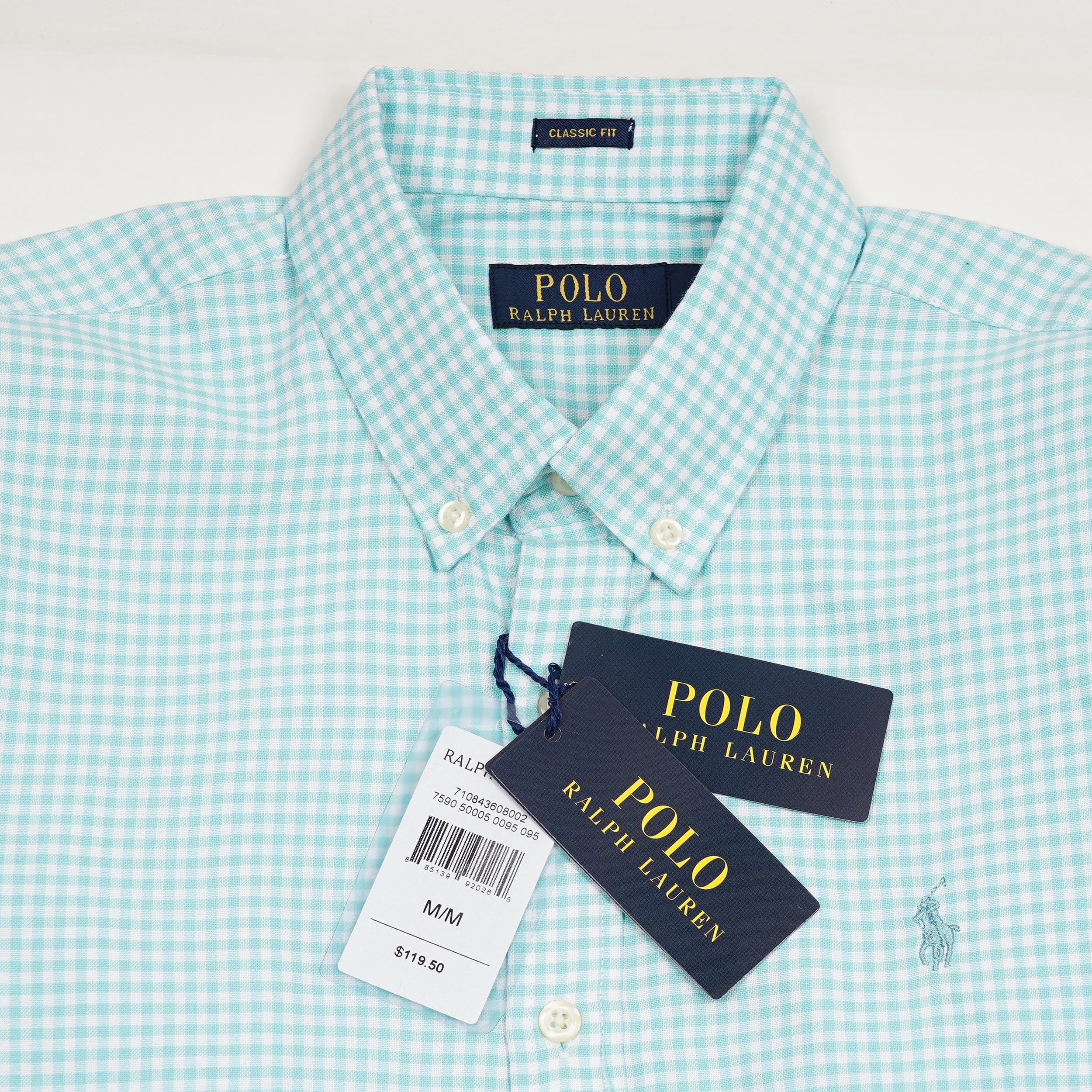 POLO RALPH LAUREN Tranquil Teal Classic Fit Long Sleeve Gingham Shirt