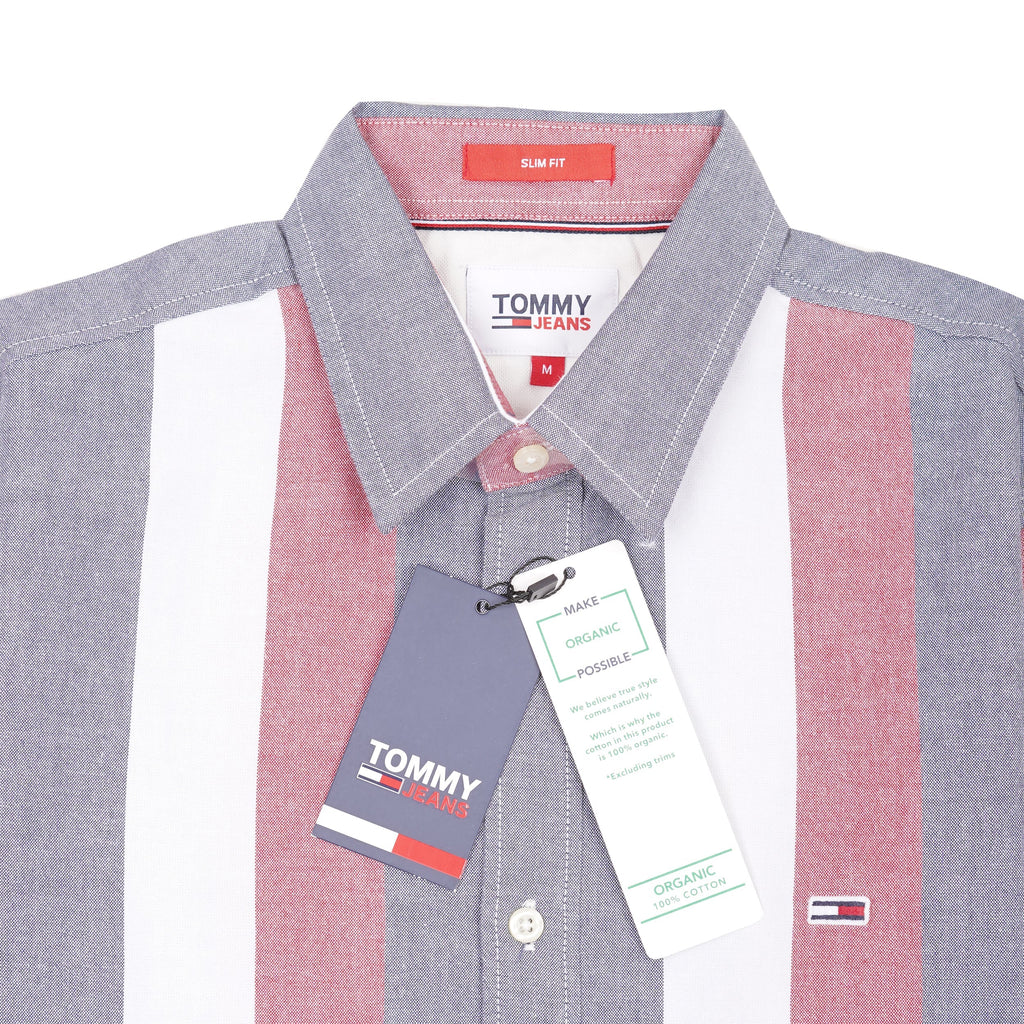TOMMY JEANS Coral Mist Modern Fit Long Sleeve Striped Shirt