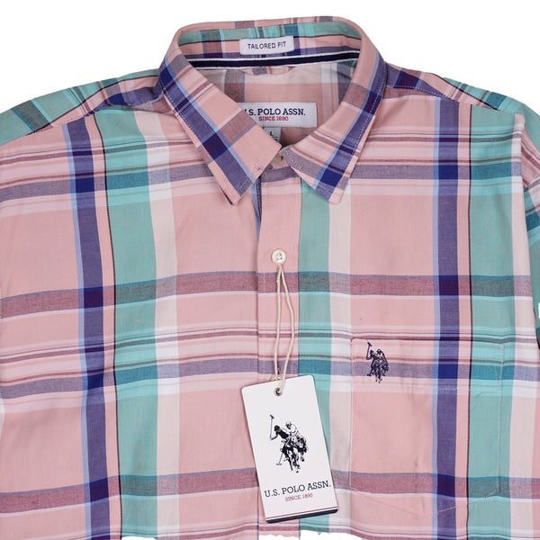 U.S. POLO ASSN. Prismatic Teal Tailored Fit Long Sleeve Check Shirt