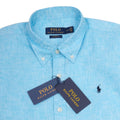 POLO RALPH LAUREN Tranquil Aqua Custom Fit Long Sleeve Linen Blend Shirt