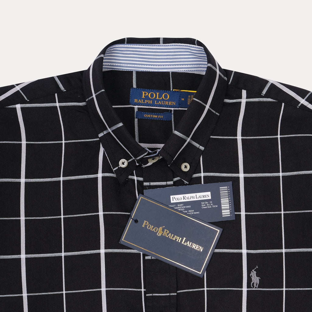 POLO RALPH LAUREN Mystic Ash Custom Fit Long Sleeve Checkered Shirt