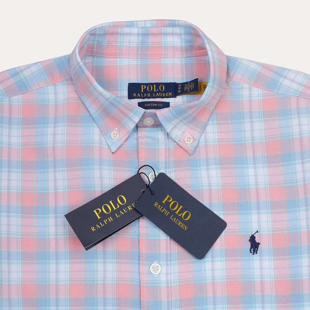POLO RALPH LAUREN Tranquil Blush Custom Fit Long Sleeve Plaid Shirt