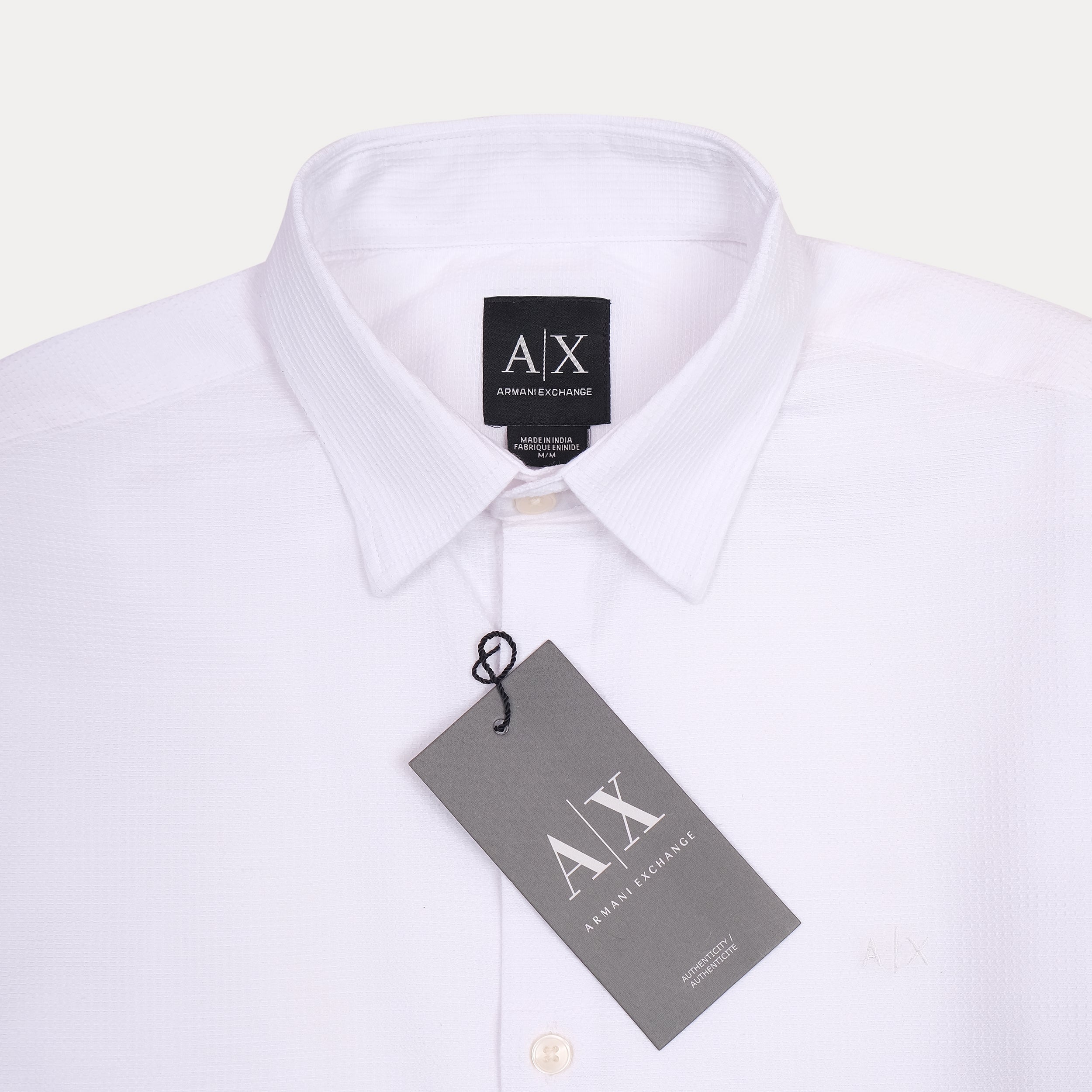ARMANI EXCHANGE Luminous Pearl Tailored Fit Long Sleeve Button-Up Shirt