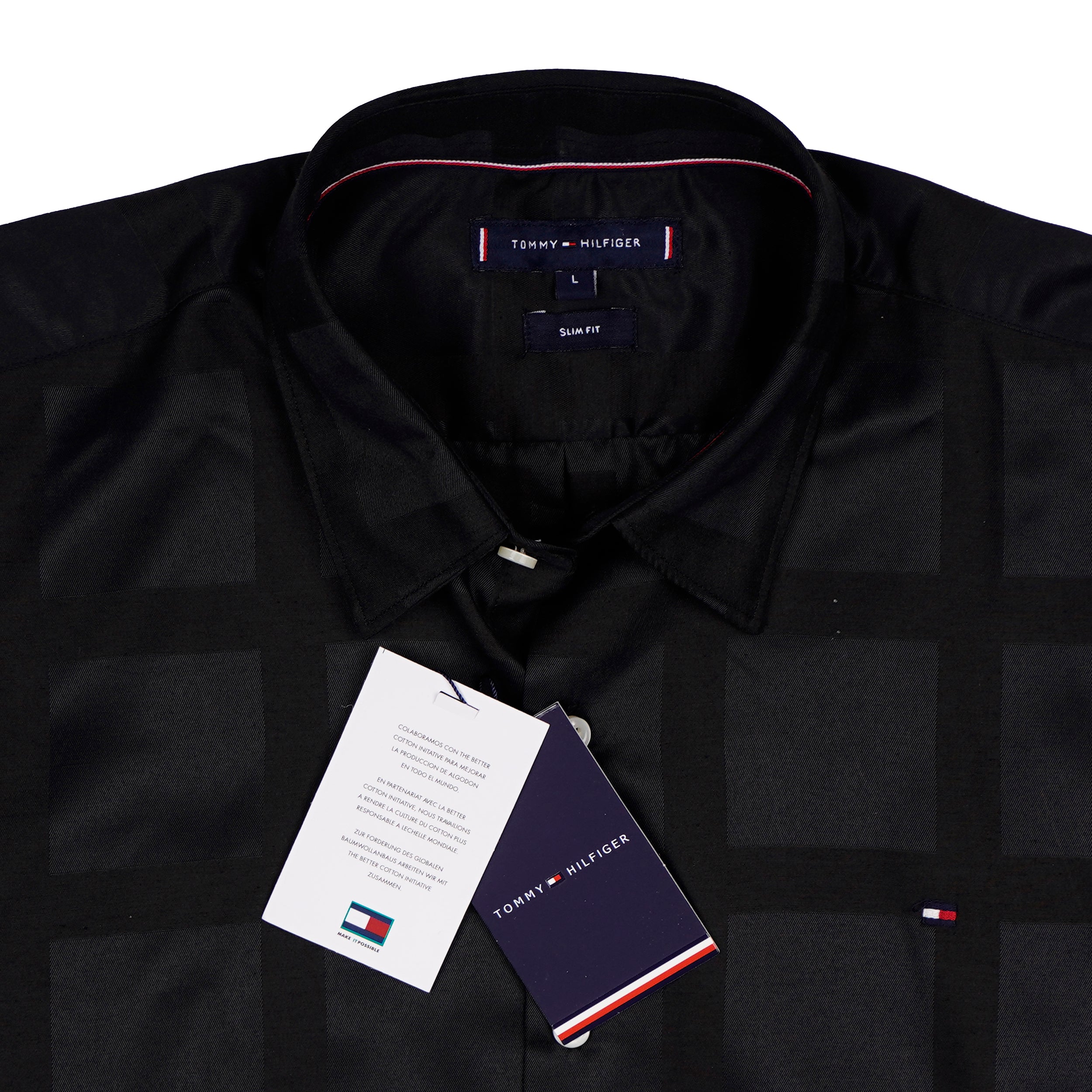 TOMMY HILFIGER Prismatic Charcoal Slim Fit Long Sleeve Shirt