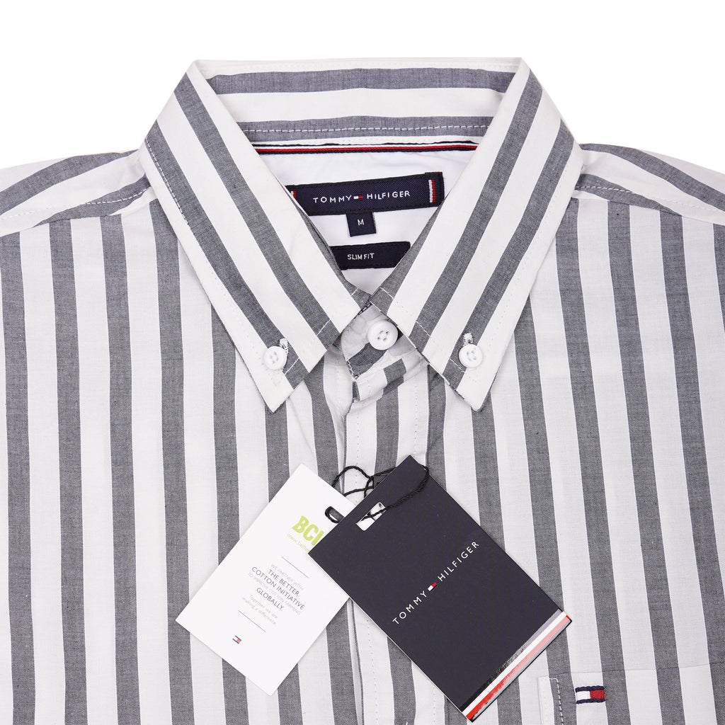 TOMMY HILFIGER Whispering Slate Tailored Fit Long Sleeve Button-Up Shirt