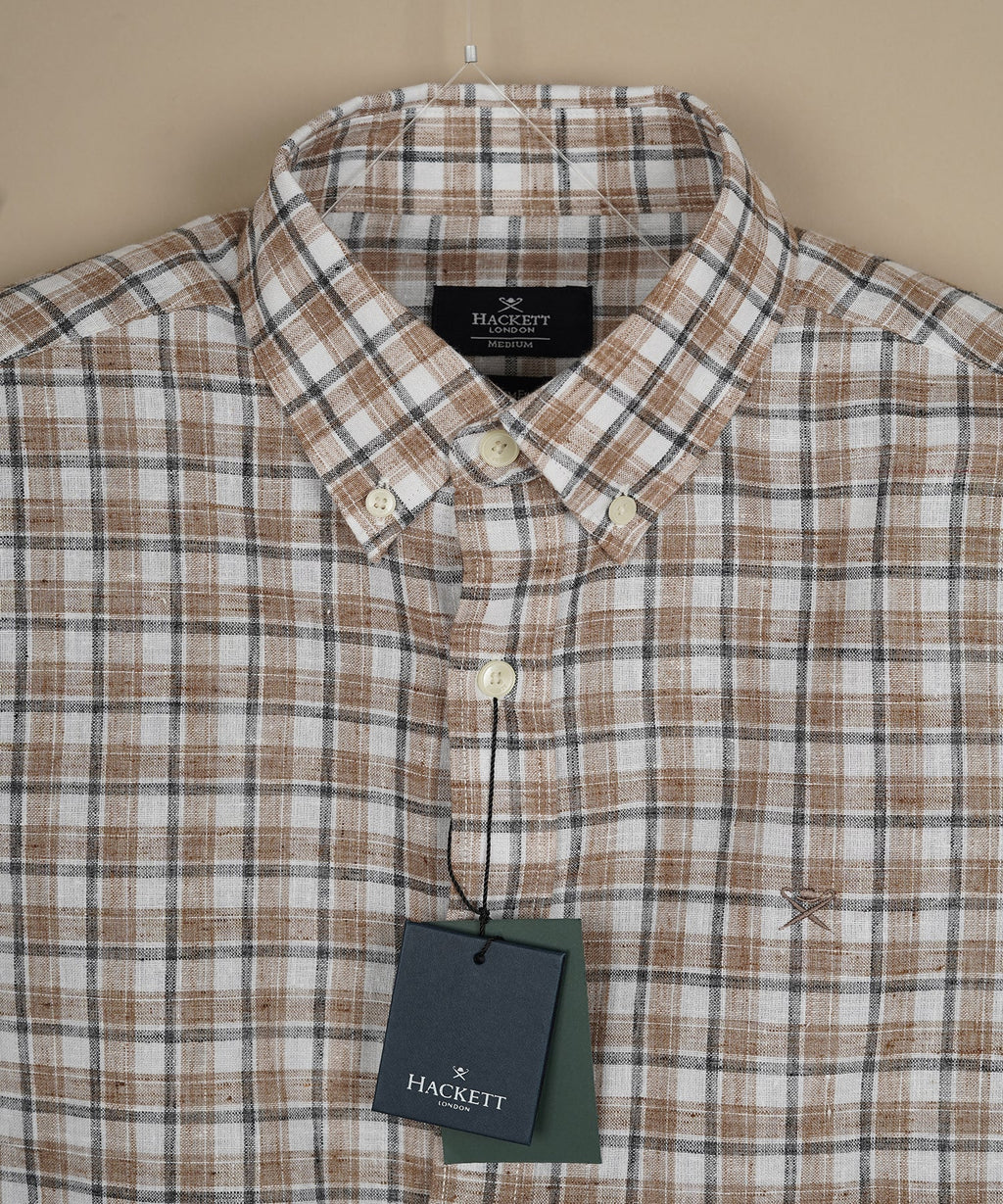 HACKETT Opulent Cocoa Tailored Fit Long Sleeve Check Shirt