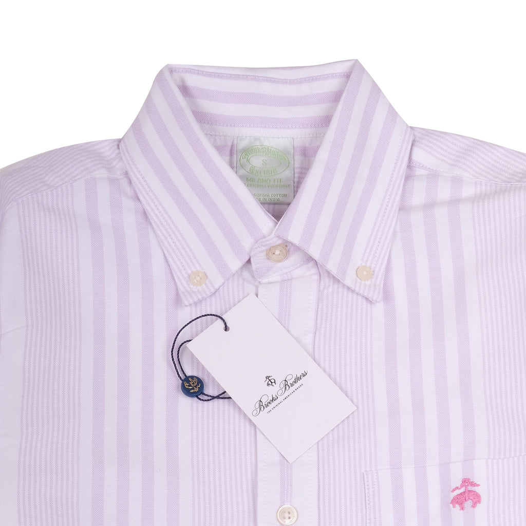 BROOKS BROTHERS Soft Lavender Classic Fit Striped Button-Down Shirt
