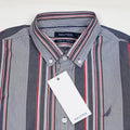 NAUTICA Oceanic Slate Tailored Fit Long Sleeve Striped Shirt