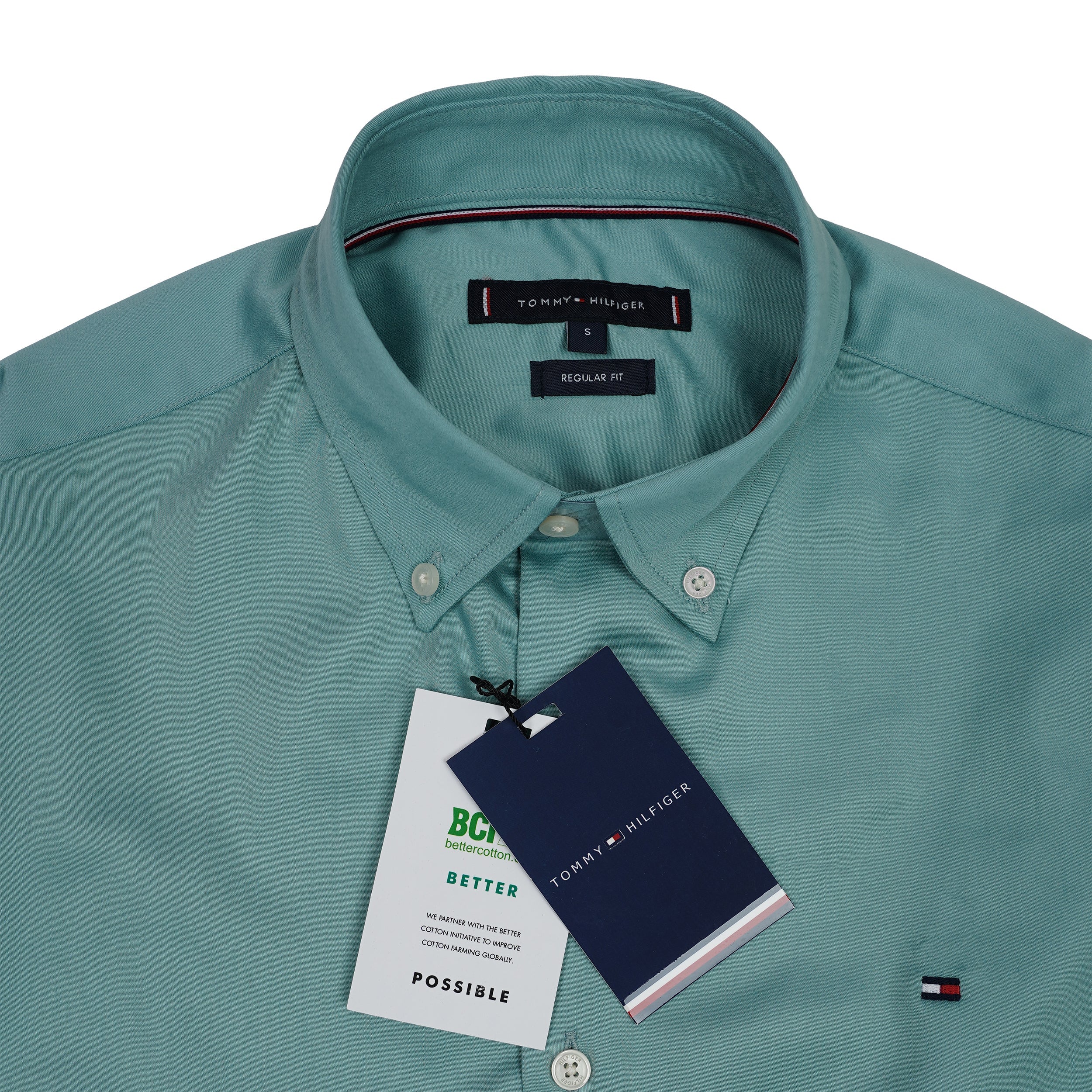 TOMMY HILFIGER Tranquil Teal Regular Fit Long Sleeve Button-Down Shirt
