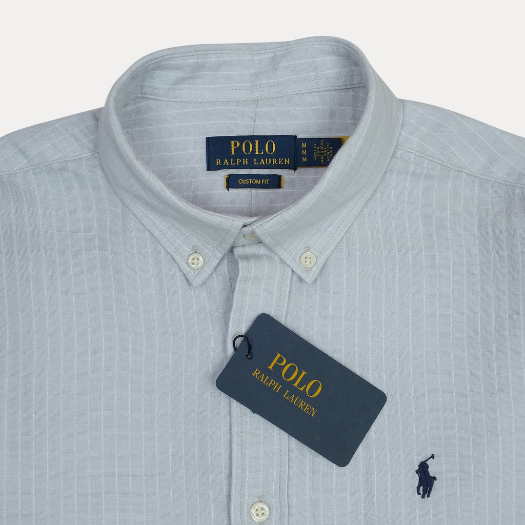 POLO RALPH LAUREN Tranquil Teal Custom Fit Long Sleeve Striped Button-Down Shirt
