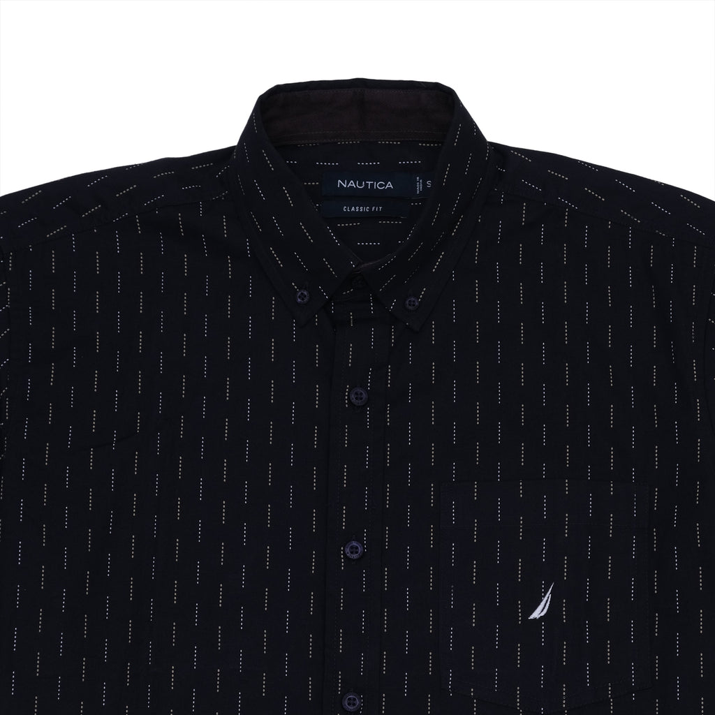 NAUTICA Midnight Navy Geometric Print Classic Fit Short Sleeve Shirt