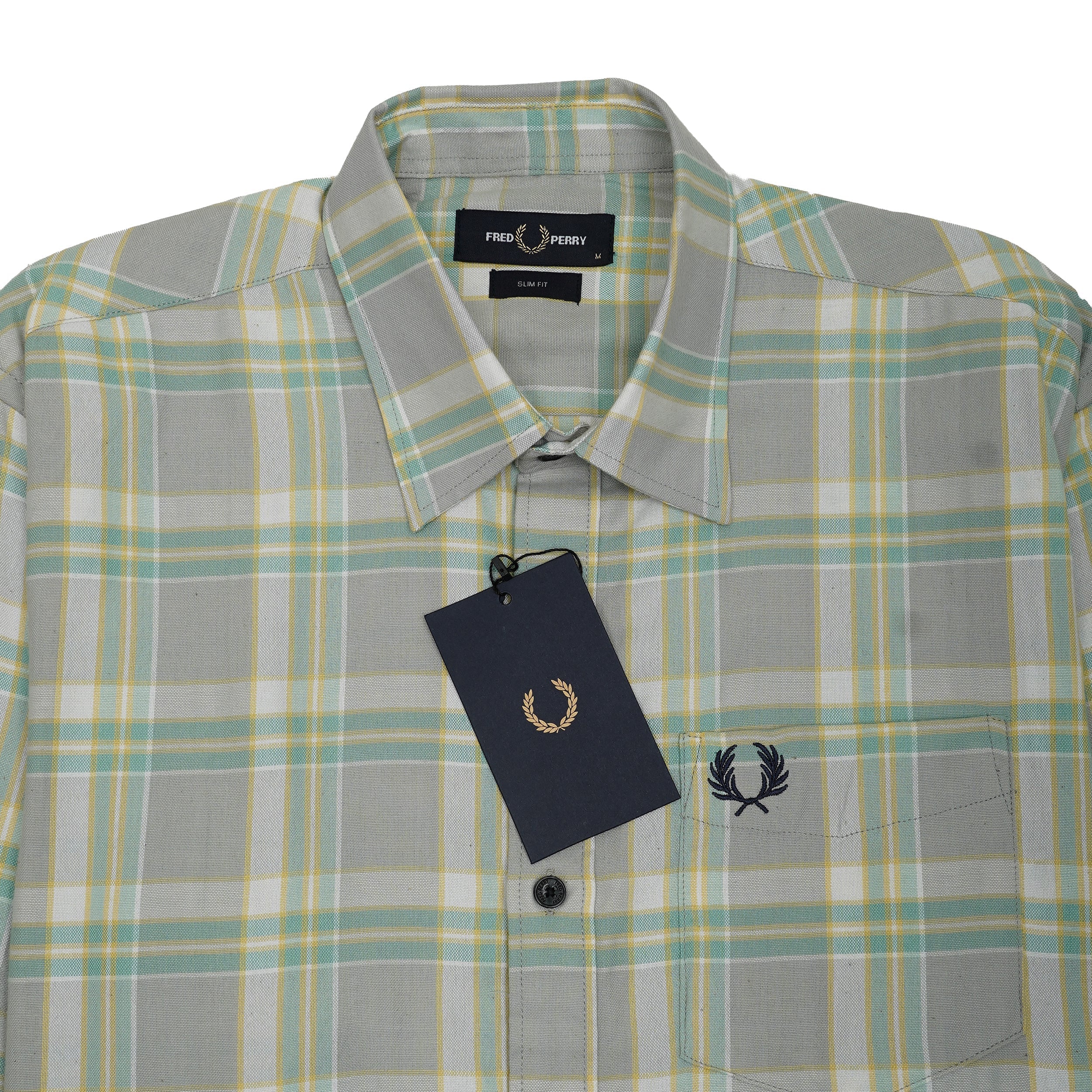FRED PERRY Prismatic Sage Tailored Fit Long Sleeve Check Shirt