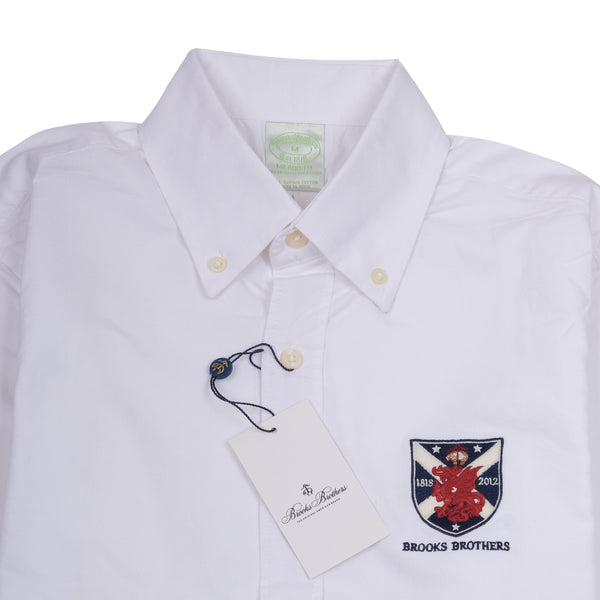 BROOKS BROTHERS Frosty Pearl Classic Fit Long Sleeve Oxford Shirt with Emblematic Crest
