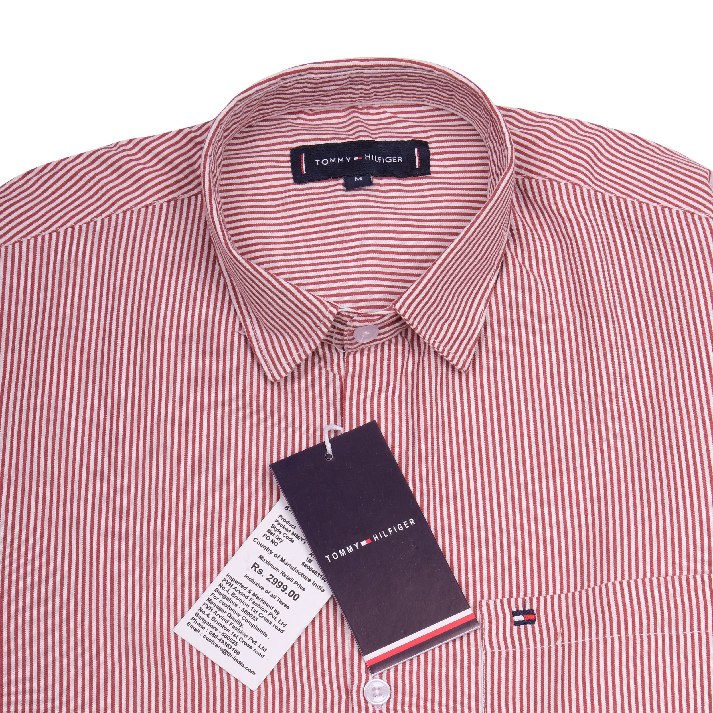 TOMMY HILFIGER Crimson Stripe Classic Fit Long Sleeve Button-Up Shirt