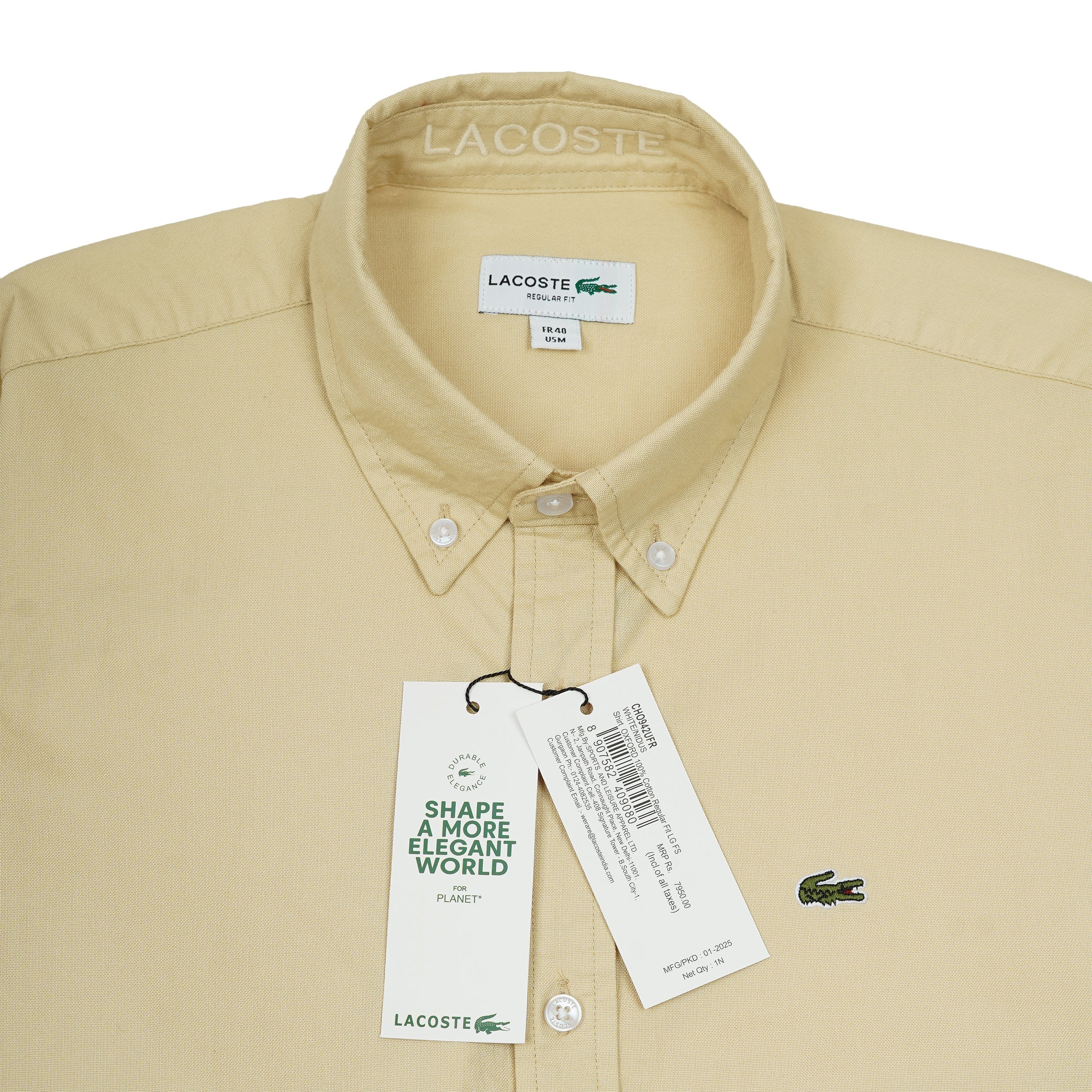 LACOSTE Golden Wheat Classic Fit Long Sleeve Button-Down Shirt