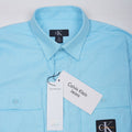 CALVIN KLEIN Serene Aqua Tailored Fit Long Sleeve Utility Shirt