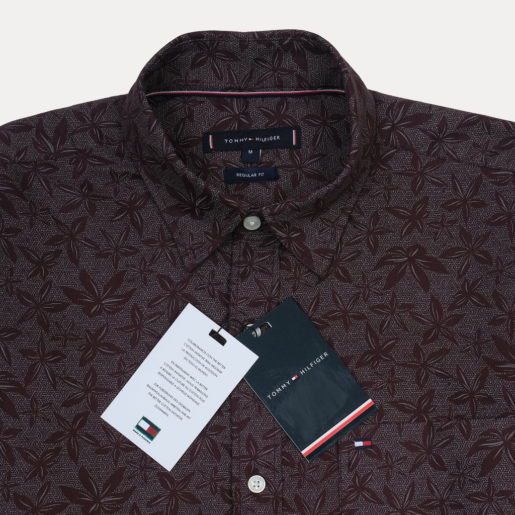 TOMMY HILFIGER Men's Regular Fit Leaf Print Shirt
