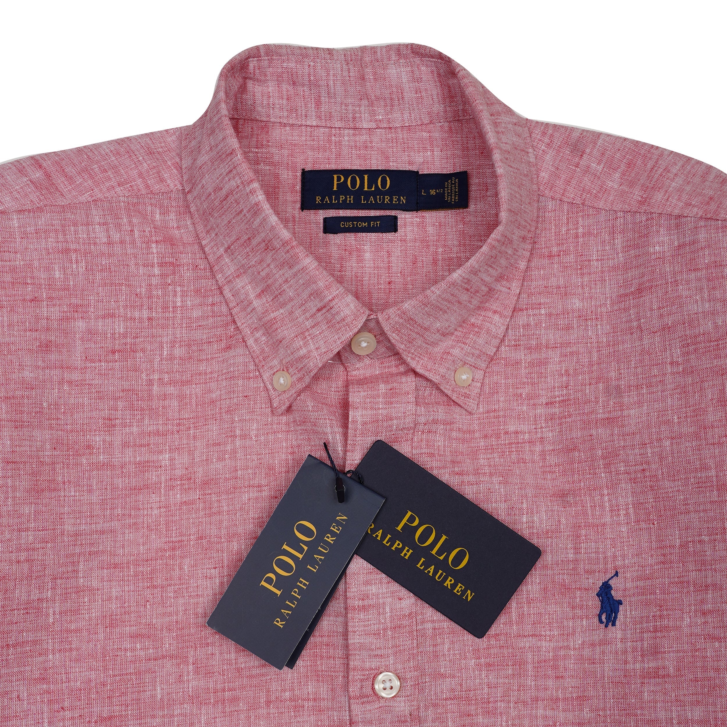 POLO RALPH LAUREN Seraphic Coral Tailored Fit Long Sleeve Textured Button-Down Shirt