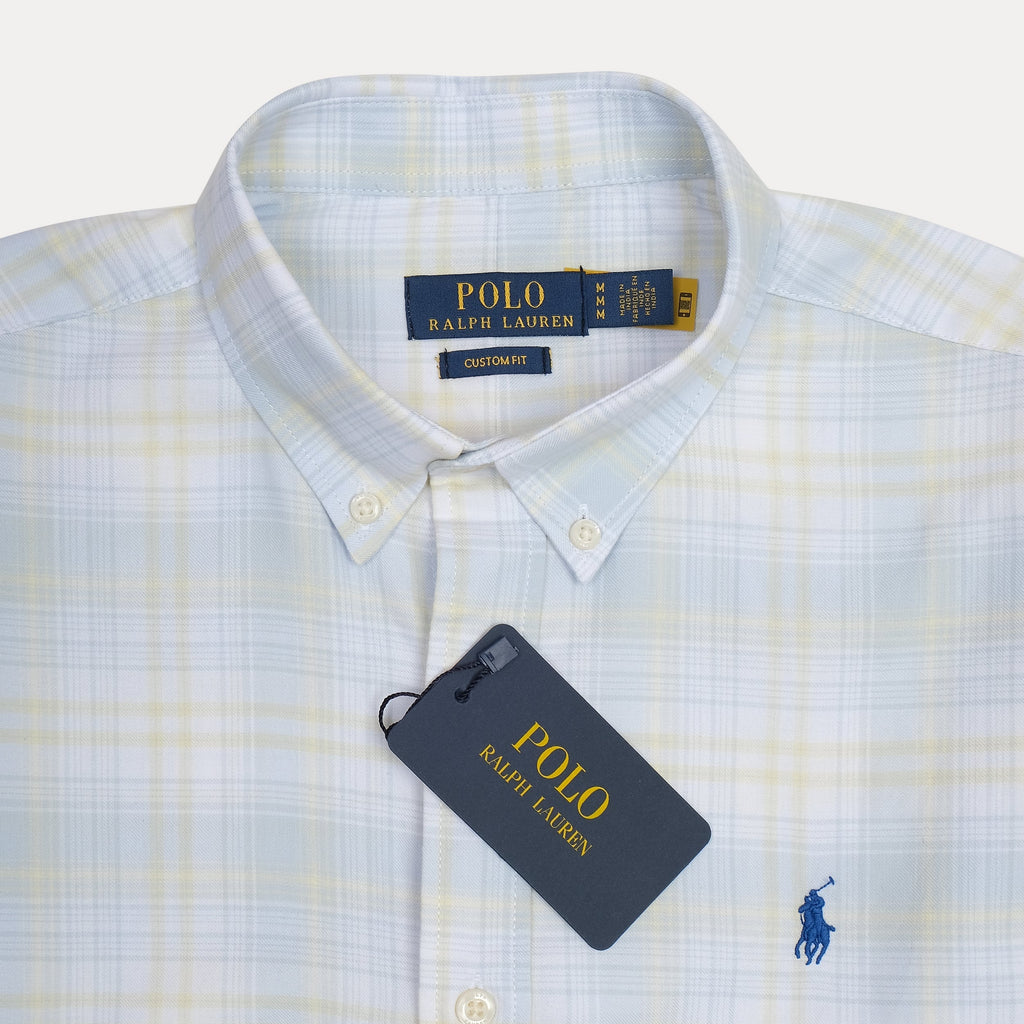 POLO RALPH LAUREN Tranquil Sky Custom Fit Long Sleeve Plaid Shirt